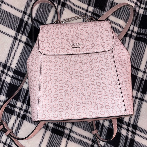 light pink guess backpack